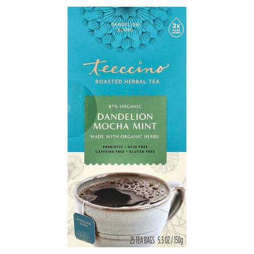 <img alt="Teeccino, Roasted Herbal Tea, Dandelion Mocha Mint, Caffeine Free, 25 Tea Bags, 5.3 oz (150 g)" title="Teeccino, Roasted Herbal Tea, Dandelion Mocha Mint, Caffeine Free, 25 Tea Bags, 5.3 oz (150 g),795239433117"