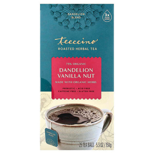 <img alt="Teeccino, Roasted Herbal Tea, Dandelion Vanilla Nut, Caffeine Free, 25 Tea Bags, 5.3 oz (150 g)" title="Teeccino, Roasted Herbal Tea, Dandelion Vanilla Nut, Caffeine Free, 25 Tea Bags, 5.3 oz (150 g),795239430116"