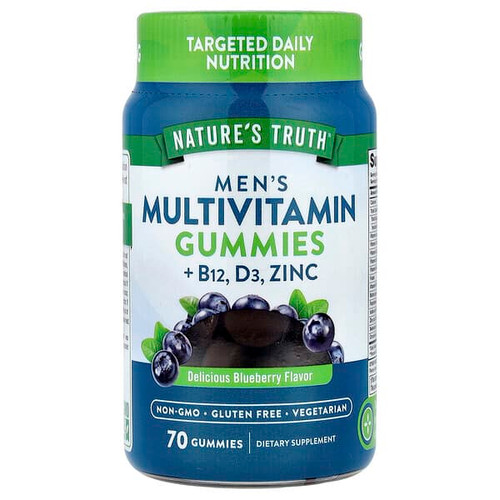 <img alt="Natures Truth, Mens Multivitamin Gummies + B12, D3, Zinc, Delicious Blueberry, 70 Gummies" title="Natures Truth, Mens Multivitamin Gummies + B12, D3, Zinc, Delicious Blueberry, 70 Gummies,840093115393"