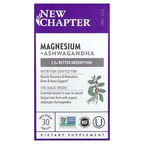 <img alt="New Chapter, Magnesium + Ashwagandha, 30 Vegan Tablets" title="New Chapter, Magnesium + Ashwagandha, 30 Vegan Tablets,727783902405"