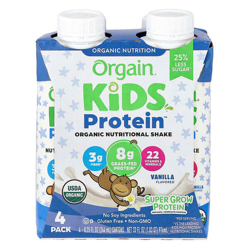 <img alt="Orgain, Kids Protein, Organic Nutritional Shake, Vanilla, 4 Pack, 8.25 fl oz (244 ml) Each" title="Orgain, Kids Protein, Organic Nutritional Shake, Vanilla, 4 Pack, 8.25 fl oz (244 ml) Each,851770003094"