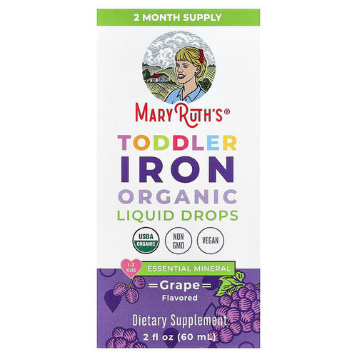 <img alt="MaryRuths, Toddler Iron Organic Liquid Drops, 1-3 Years, Grape, 2 fl oz (60 ml)" title="MaryRuths, Toddler Iron Organic Liquid Drops, 1-3 Years, Grape, 2 fl oz (60 ml),850036700562"