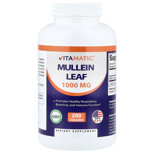 <img alt="Vitamatic, Mullein Leaf, 200 Capsules (333 mg per Capsule)" title="Vitamatic, Mullein Leaf, 200 Capsules (333 mg per Capsule),602343801049"