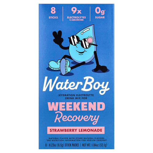 <img alt="Waterboy, Weekend Recovery, Hydration Electrolyte Drink Mix, Strawberry Lemonade, 8 Stick Packs, 0.23 oz (6.5 g) Each" title="Waterboy, Weekend Recovery, Hydration Electrolyte Drink Mix, Strawberry Lemonade, 8 Stick Packs, 0.23 oz (6.5 g) Each,850038437596"