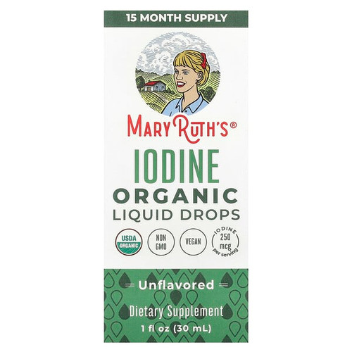 <img alt="MaryRuths, Organic Iodine Liquid Drops, Unflavored, 250 mcg, 1 fl oz (30 ml)" title="MaryRuths, Organic Iodine Liquid Drops, Unflavored, 250 mcg, 1 fl oz (30 ml),856645008167"