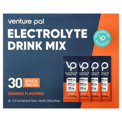 <img alt="Venture Pal, Electrolyte Drink Mix, Orange, 30 Stick Packs, 0.17 oz (4.8 g) Each" title="Venture Pal, Electrolyte Drink Mix, Orange, 30 Stick Packs, 0.17 oz (4.8 g) Each,850069412647"