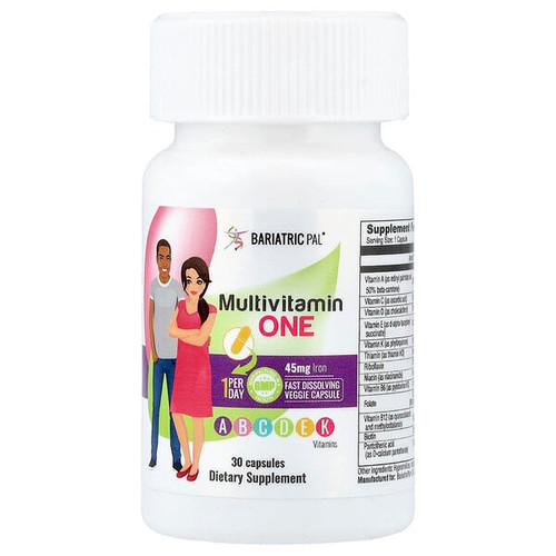 <img alt="BariatricPal, Multivitamin One with Iron, 30 Capsules" title="BariatricPal, Multivitamin One with Iron, 30 Capsules,791617206564"