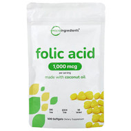 <img alt="Micro Ingredients, Folic Acid, 1,000 mcg, 500 Softgels" title="Micro Ingredients, Folic Acid, 1,000 mcg, 500 Softgels,850015616280"