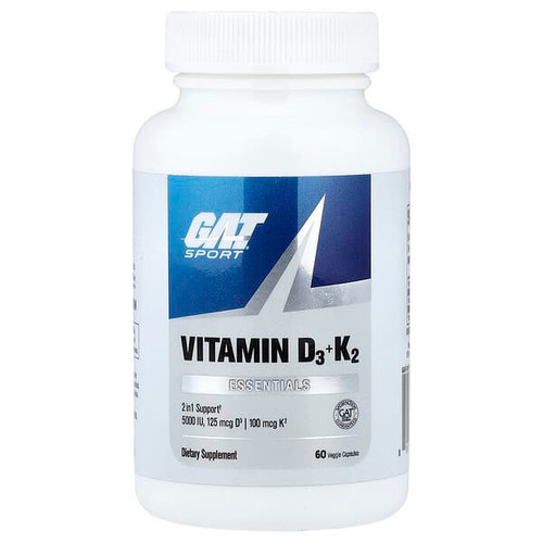 <img alt="GAT, Sport, Essentials, Vitamin D3 & K2, 60 Veggie Capsules" title="GAT, Sport, Essentials, Vitamin D3 & K2, 60 Veggie Capsules,816170026159"