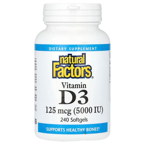 <img alt="Natural Factors, Vitamin D3, 125 mcg (5,000 IU), 240 Softgels" title="Natural Factors, Vitamin D3, 125 mcg (5,000 IU), 240 Softgels,068958010618"