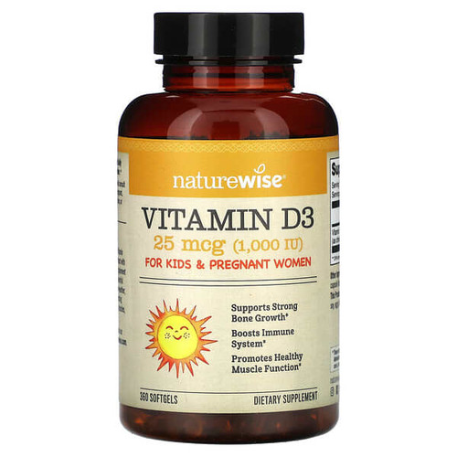 <img alt="NatureWise, Vitamin D3, 25 mcg (1,000 IU), 360 Softgels" title="NatureWise, Vitamin D3, 25 mcg (1,000 IU), 360 Softgels,858081006394"