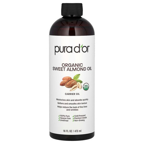 <img alt="Pura Dor, Organic Sweet Almond Oil, 16 fl oz (473 ml)" title="Pura Dor, Organic Sweet Almond Oil, 16 fl oz (473 ml),851615006983"