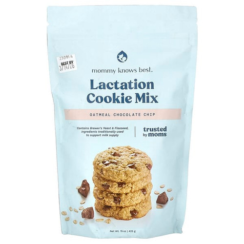<img alt="Mommy Knows Best, Lactation Cookie Mix, Oatmeal Chocolate Chip, 15 oz ( 425 g)" title="Mommy Knows Best, Lactation Cookie Mix, Oatmeal Chocolate Chip, 15 oz ( 425 g),857615008408"