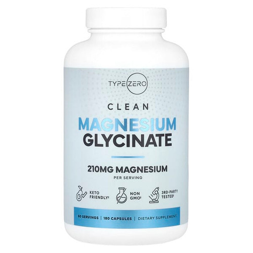 <img alt="TypeZero, Clean, Magnesium Glycinate, 180 Capsules (70 mg per Capsule)" title="TypeZero, Clean, Magnesium Glycinate, 180 Capsules (70 mg per Capsule),850047321022"
