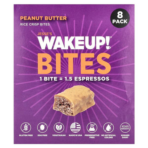 <img alt="Jesses WAKEUP, Rice Crisp Bites, Peanut Butter , 8 Pack, 0.53 oz (15 g) Each" title="Jesses WAKEUP, Rice Crisp Bites, Peanut Butter , 8 Pack, 0.53 oz (15 g) Each,860011727491"