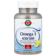 <img alt="KAL, Omega 3 450-300, 60 Softgels (1,280 mg per Softgel)" title="KAL, Omega 3 450-300, 60 Softgels (1,280 mg per Softgel),021245864820"