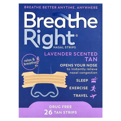 <img alt="Breathe Right, Nasal Strips, Lavender, 26 Tan Strips" title="Breathe Right, Nasal Strips, Lavender, 26 Tan Strips,810071800030"