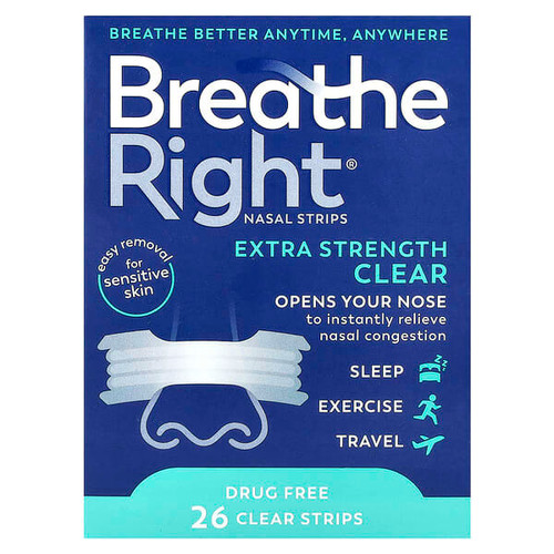 <img alt="Breathe Right, Nasal Strips, Clear, For Sensitive Skin, 26 Clear Strips" title="Breathe Right, Nasal Strips, Clear, For Sensitive Skin, 26 Clear Strips,810071800016"