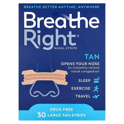 <img alt="Breathe Right, Nasal Strips, Large, Tan, 30 Strips" title="Breathe Right, Nasal Strips, Large, Tan, 30 Strips,810071800078"