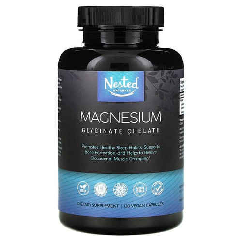 <img alt="Nested Naturals, Magnesium, Glycinate Chelate, 120 Vegan Capsules (100 mg per Capsule)" title="Nested Naturals, Magnesium, Glycinate Chelate, 120 Vegan Capsules (100 mg per Capsule),852446007132"