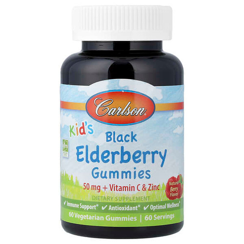 <img alt="Carlson, Kids Black Elderberry Gummies + Vitamin C & Zinc, Natural Berry, 60 Vegetarian Gummies" title="Carlson, Kids Black Elderberry Gummies + Vitamin C & Zinc, Natural Berry, 60 Vegetarian Gummies,088395488306"