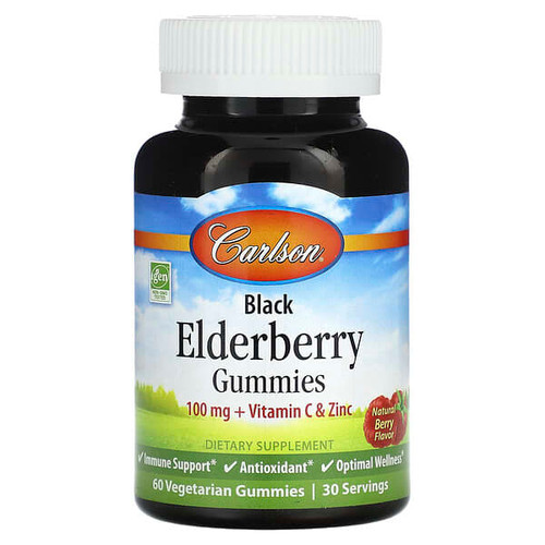 <img alt="Carlson, Black Elderberry  Gummies, Natural Berry, 60 Vegetarian Gummies" title="Carlson, Black Elderberry  Gummies, Natural Berry, 60 Vegetarian Gummies,088395488009"