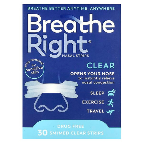 <img alt="Breathe Right, Nasal Strips, SM-Med, Clear, 30 Strips" title="Breathe Right, Nasal Strips, SM-Med, Clear, 30 Strips,810071800047"