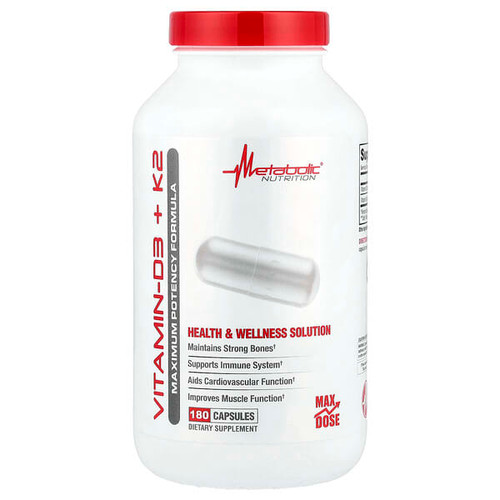 <img alt="Metabolic Nutrition, Vitamin D3 + K2, 180 Capsules" title="Metabolic Nutrition, Vitamin D3 + K2, 180 Capsules,764779507510"