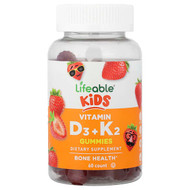 <img alt="Lifeable, Kids, Vitamin D3 + K2 Gummies, Strawberry, 60 Gummies" title="Lifeable, Kids, Vitamin D3 + K2 Gummies, Strawberry, 60 Gummies,810102730237"