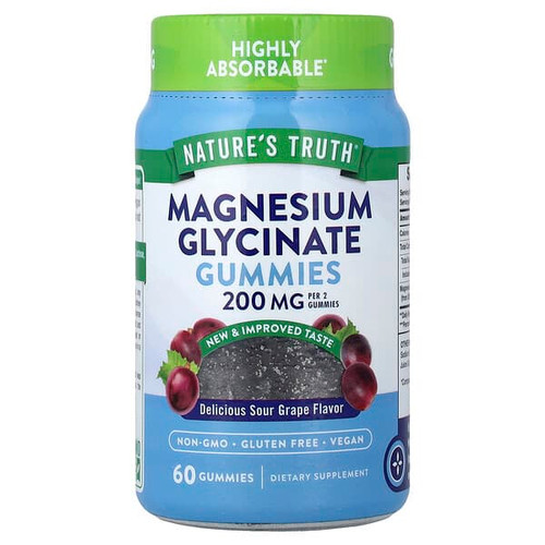 <img alt="Natures Truth, Magnesium Glycinate Gummies, Delicious Sour Grape, 60 Gummies" title="Natures Truth, Magnesium Glycinate Gummies, Delicious Sour Grape, 60 Gummies,840093122674"