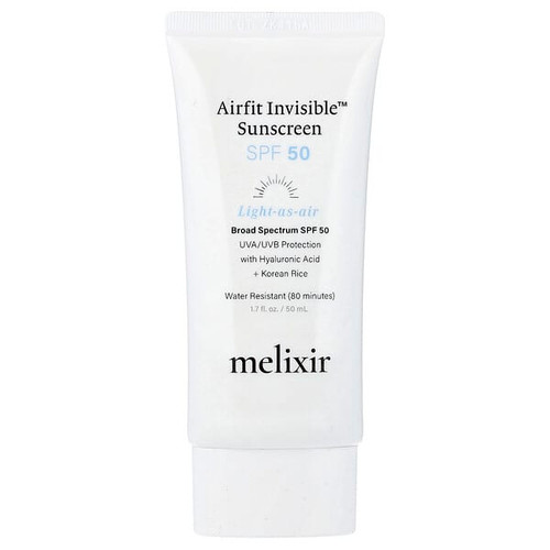 <img alt="Melixir, Airfit Invisible Sunscreen, SPF 50, 1.7 fl oz (50 ml)" title="Melixir, Airfit Invisible Sunscreen, SPF 50, 1.7 fl oz (50 ml),8809751071367"