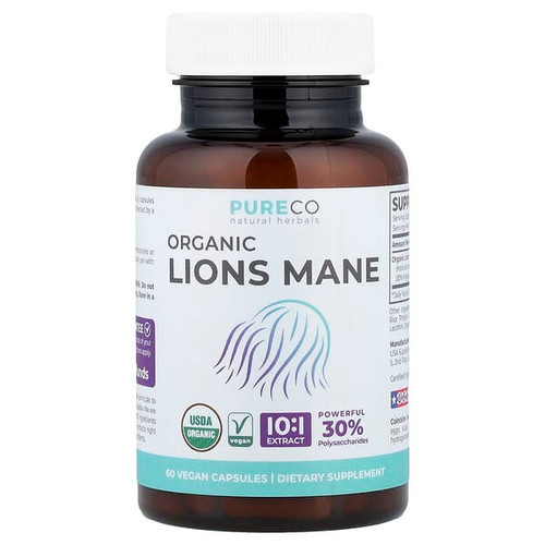 <img alt="Pure Co., Organic Lions Mane, 60 Vegan Capsules (500 mg per Capsule)" title="Pure Co., Organic Lions Mane, 60 Vegan Capsules (500 mg per Capsule),850006500291"