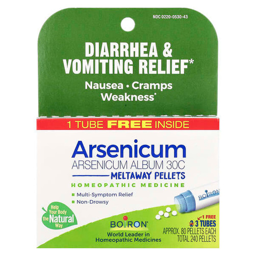 <img alt="Boiron, Arsenicum, Diarrhea & Vomiting Relief, Meltaway Pellets, 30C, 3 Tubes, 80 Pellets Each" title="Boiron, Arsenicum, Diarrhea & Vomiting Relief, Meltaway Pellets, 30C, 3 Tubes, 80 Pellets Each,306969053041"