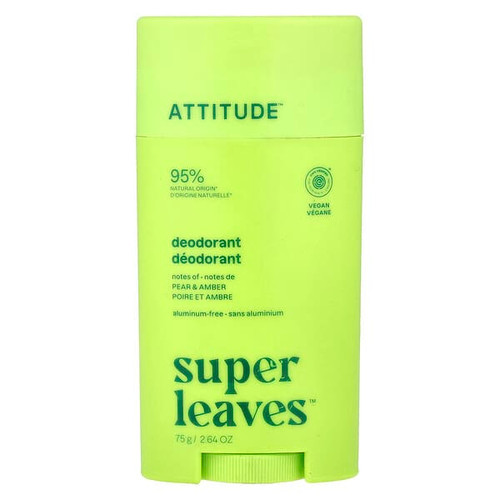 <img alt="ATTITUDE, Super Leaves, Deodorant Stick, Pear & Amber, 2.64 oz (75 g)" title="ATTITUDE, Super Leaves, Deodorant Stick, Pear & Amber, 2.64 oz (75 g),626232119794"