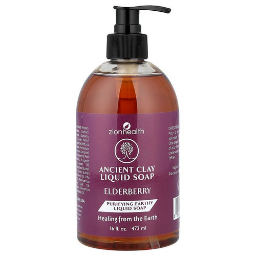 <img alt="Zion Health, Ancient Clay Liquid Soap, Elderberry, 16 fl oz (473 ml)" title="Zion Health, Ancient Clay Liquid Soap, Elderberry, 16 fl oz (473 ml),093141104416"