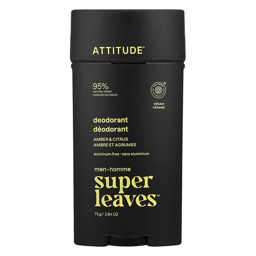 <img alt="ATTITUDE, Super Leaves, Aluminum-Free Deodorant, For Men, Amber & Citrus, 2.64 oz (75 g)" title="ATTITUDE, Super Leaves, Aluminum-Free Deodorant, For Men, Amber & Citrus, 2.64 oz (75 g),626232117417"