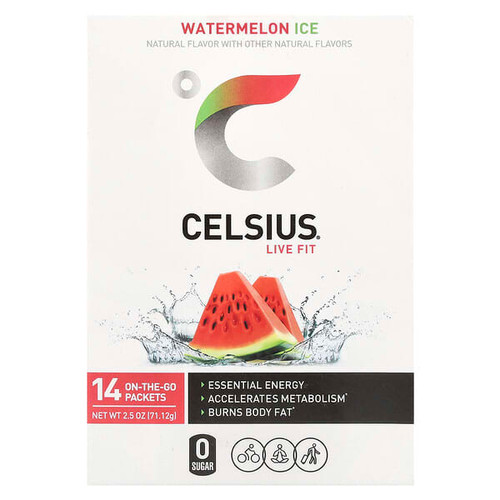 <img alt="Celsius, Live Fit, Watermelon Ice, 14 On-The-Go-Packets, 0.18 oz (5.08 g) Each" title="Celsius, Live Fit, Watermelon Ice, 14 On-The-Go-Packets, 0.18 oz (5.08 g) Each,889392001280"