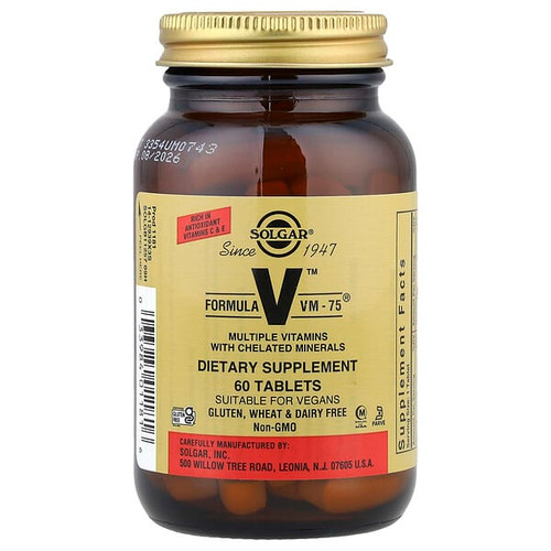 <img alt="Solgar, Formula V VM-75, 60 Tablets" title="Solgar, Formula V VM-75, 60 Tablets,033984011816"
