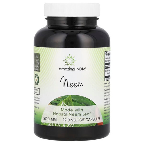 <img alt="Amazing India, Neem, 500 mg, 120 Veggie Capsules" title="Amazing India, Neem, 500 mg, 120 Veggie Capsules,810180025331"