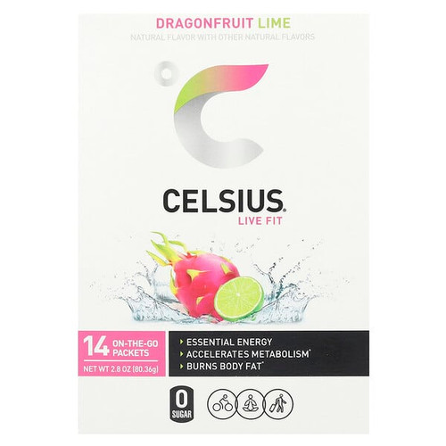 <img alt="Celsius, Live Fit, Dragonfruit Lime, 14 On-The-Go Packets, 0.2 oz (5.74 g) Each" title="Celsius, Live Fit, Dragonfruit Lime, 14 On-The-Go Packets, 0.2 oz (5.74 g) Each,889392080766"