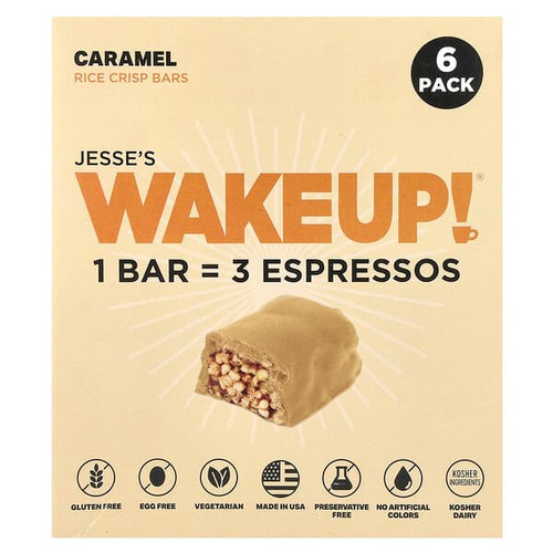 <img alt="Jesses WAKEUP, Rice Crisp Bars, Caramel , 6 Pack, 1.06 oz (30 g) Each" title="Jesses WAKEUP, Rice Crisp Bars, Caramel , 6 Pack, 1.06 oz (30 g) Each,860011727484"