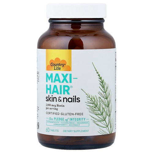 <img alt="Country Life, Maxi-Hair, Skin & Nails, 60 Tablets" title="Country Life, Maxi-Hair, Skin & Nails, 60 Tablets,015794050285"