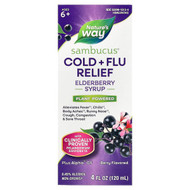 <img alt="Natures Way, Sambucus, Cold + Flu Relief, Elderberry Syrup, Ages 6+, Berry, 4 fl oz (120 ml)" title="Natures Way, Sambucus, Cold + Flu Relief, Elderberry Syrup, Ages 6+, Berry, 4 fl oz (120 ml),033674151365"