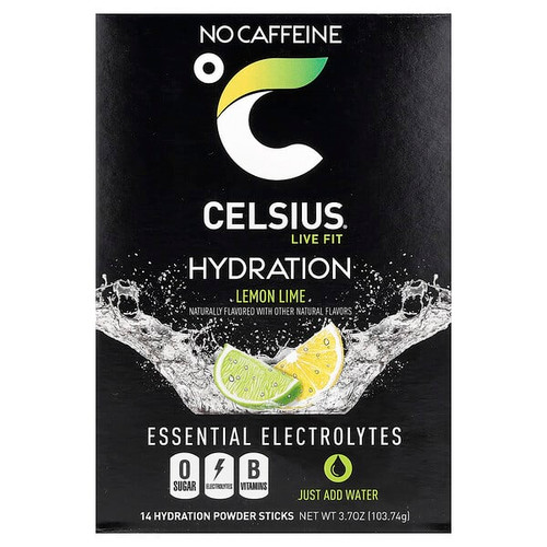 <img alt="Celsius, Live Fit, Hydration, Essential Electrolytes, No Caffeine, Lemon Lime, 14 Hydration Powder Sticks, 0.26 oz (7.41 g) Each" title="Celsius, Live Fit, Hydration, Essential Electrolytes, No Caffeine, Lemon Lime, 14 Hydration Powder Sticks, 0.26 oz (7.41 g) Each,889392002164"