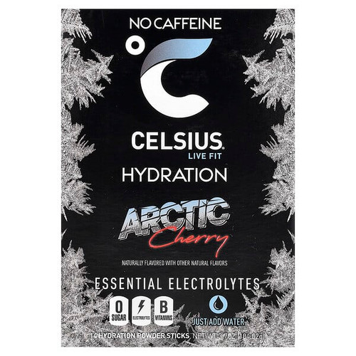 <img alt="Celsius, Live Fit, Hydration, Essential Electrolytes, No Caffeine, Arctic Cherry, 14 Powder Sticks, 0.26 oz (7.43 g) Each" title="Celsius, Live Fit, Hydration, Essential Electrolytes, No Caffeine, Arctic Cherry, 14 Powder Sticks, 0.26 oz (7.43 g) Each,889392002133"