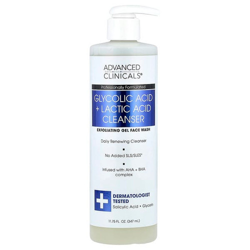 <img alt="Advanced Clinicals, Glycolic Acid + Lactic Acid Cleanser, 11.75 fl oz (347 ml)" title="Advanced Clinicals, Glycolic Acid + Lactic Acid Cleanser, 11.75 fl oz (347 ml),810141911659"