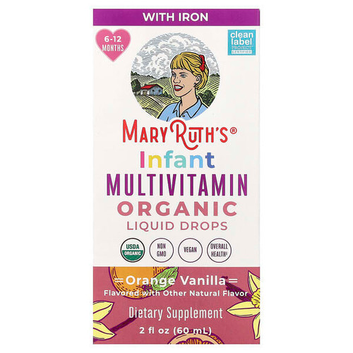 <img alt="MaryRuths, Organic Infant Multivitamin Liquid Drops, 6 - 12 Months, Orange Vanilla, 2 fl oz (60 ml)" title="MaryRuths, Organic Infant Multivitamin Liquid Drops, 6 - 12 Months, Orange Vanilla, 2 fl oz (60 ml),810104620949"