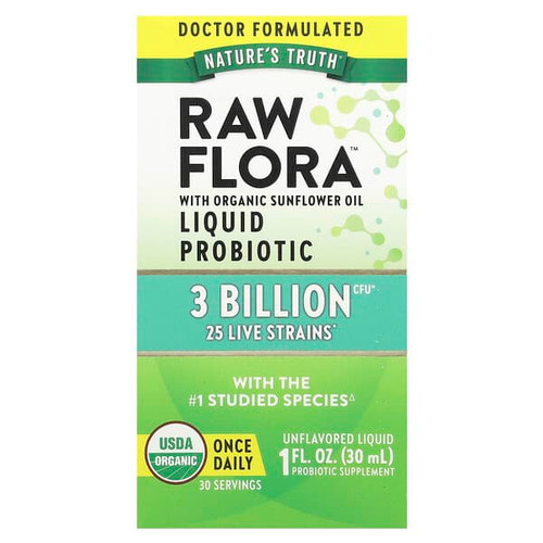 <img alt="Natures Truth, Raw Flora Liquid Probiotic, Unflavored, 3 Billion CFU, 1 fl oz (30 ml)" title="Natures Truth, Raw Flora Liquid Probiotic, Unflavored, 3 Billion CFU, 1 fl oz (30 ml),840093125408"