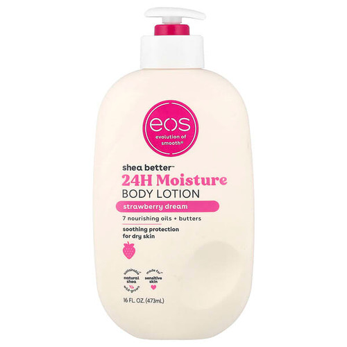 <img alt="EOS, Shea Better, 24H Moisture Body Lotion, Strawberry Dream, 16 fl oz (473 ml)" title="EOS, Shea Better, 24H Moisture Body Lotion, Strawberry Dream, 16 fl oz (473 ml),840044712411"