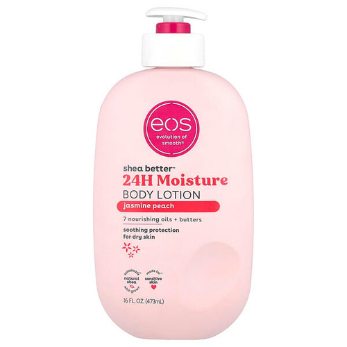 <img alt="EOS, Shea Better, 24H Moisture Body Lotion, Jasmine Peach, 16 fl oz (473 ml)" title="EOS, Shea Better, 24H Moisture Body Lotion, Jasmine Peach, 16 fl oz (473 ml),840044704843"
